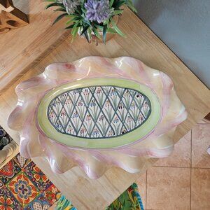 Mackenzie Childs Oval Fluted Edge Platter